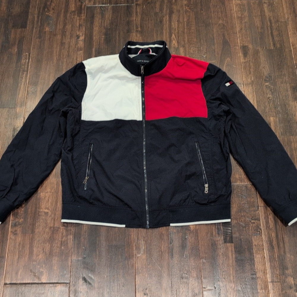 Vintage Tommy Hilfiger Mens XL Sailing Gear Colorblock‎ Jacket 90s Water Resist